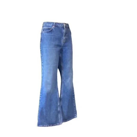 TOP SHOP TWO Blue Jeans High Waisted Rigid 90s Flare 30x30 ( meas 33x29.5) #302E - Picture 7 of 12